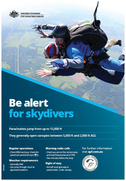 Be alert for skydivers poster CASA Online store