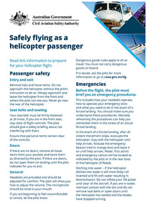 Safely flying as a helicopter passenger information card