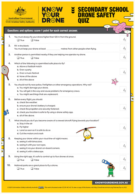 Drone quiz questions for secondary students