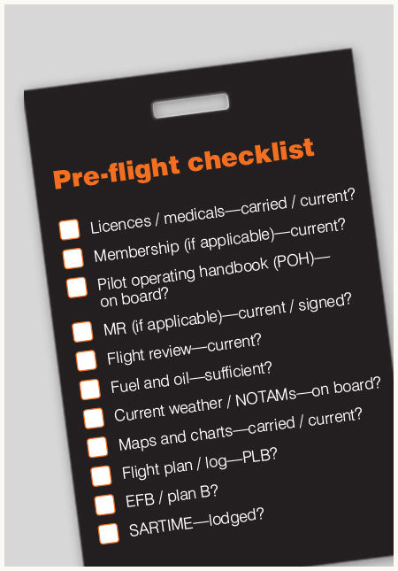 Pre-flight checklist card – CASA Online store